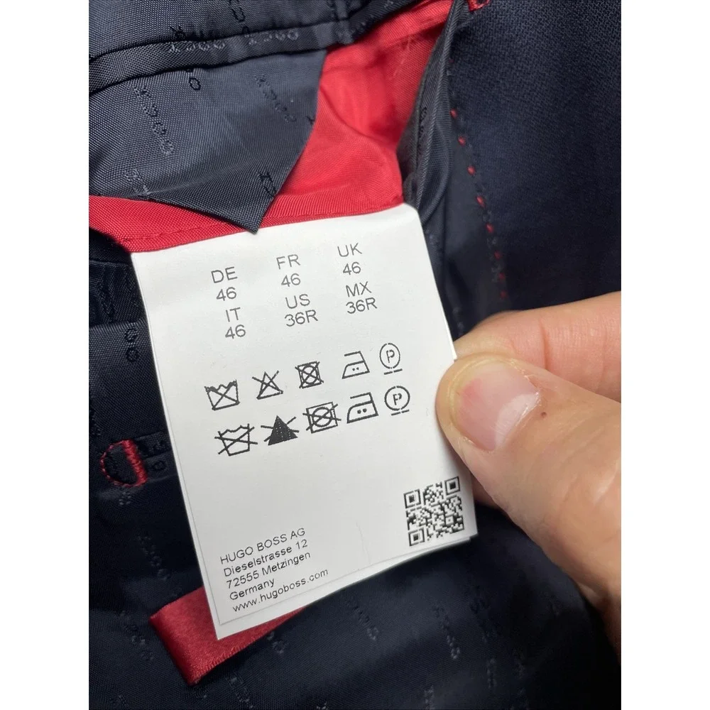 HUGO BOSS Aeron1 Hamen1 36R  Wool Deep Navy Super 130 Blazer Pockets sown